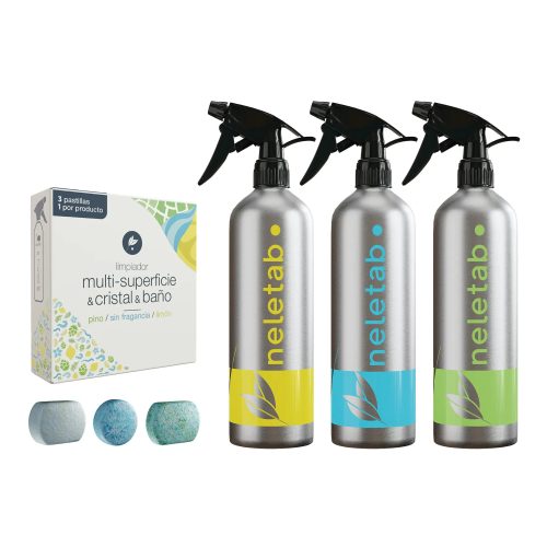 Starter Pack EcoNaturalHome - Botellas de Aluminio y Pastillas de Limpieza Ecológicas