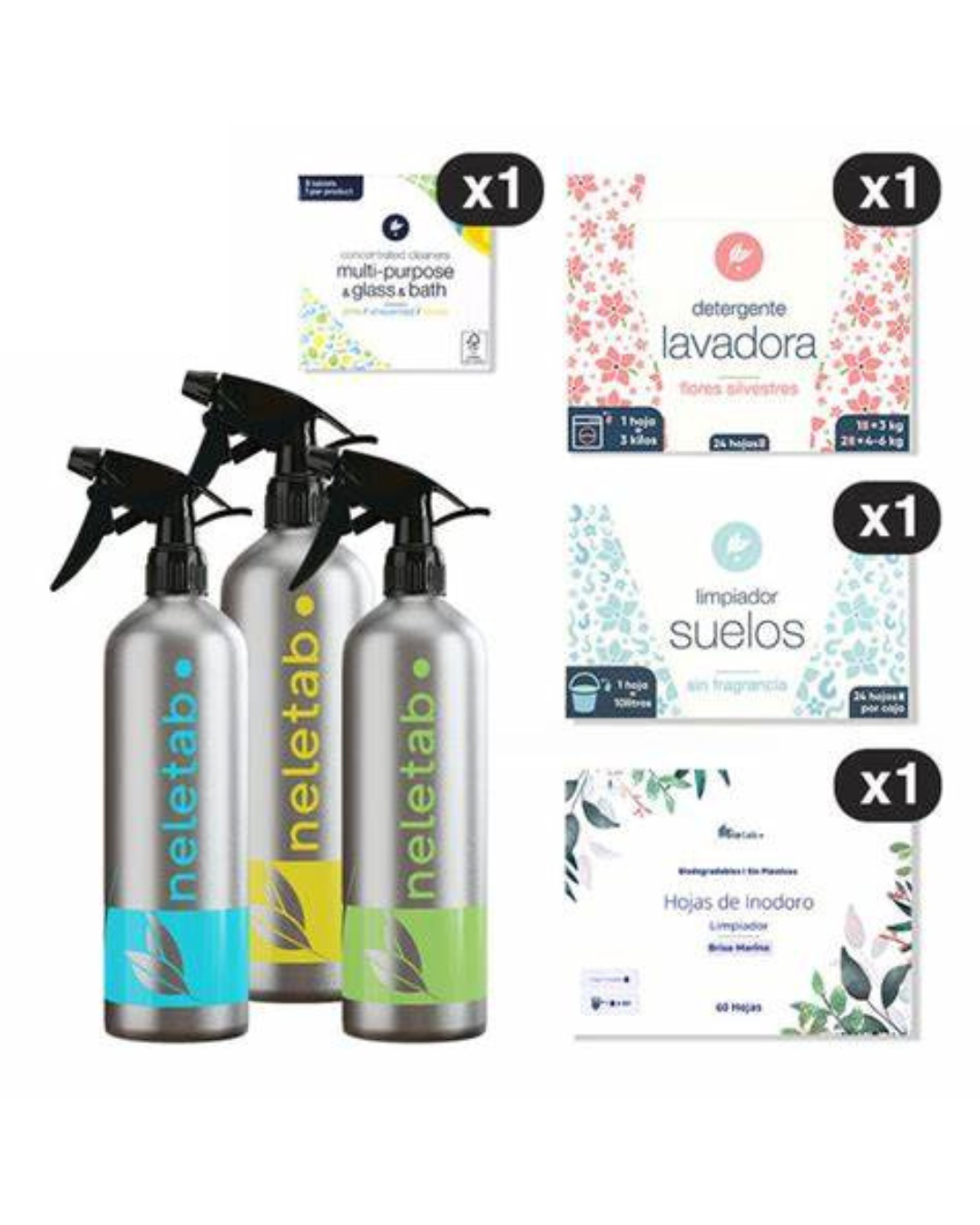 Starter Pack - Botellas de Aluminio y Pastillas de Limpieza Ecológicas