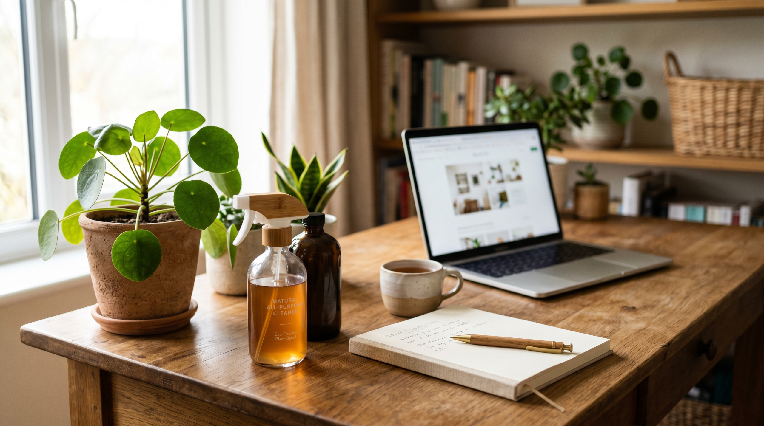Espacio de trabajo con productos ecologicos